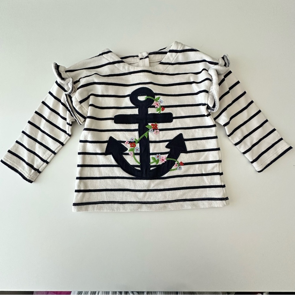 GAP Kids Striped Long Sleeve Shirt with Anchor 12-18M